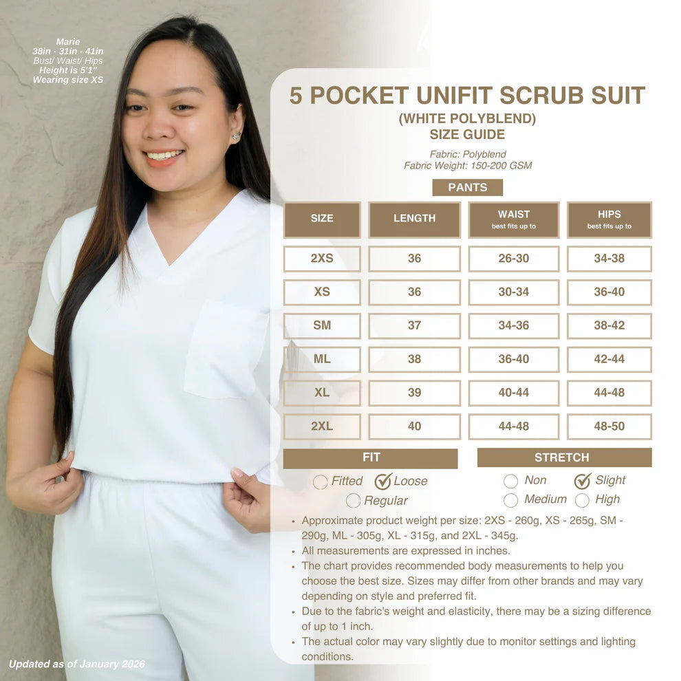 5 POCKET UNIFIT SCRUB SUIT (UNISEX - PAIR)