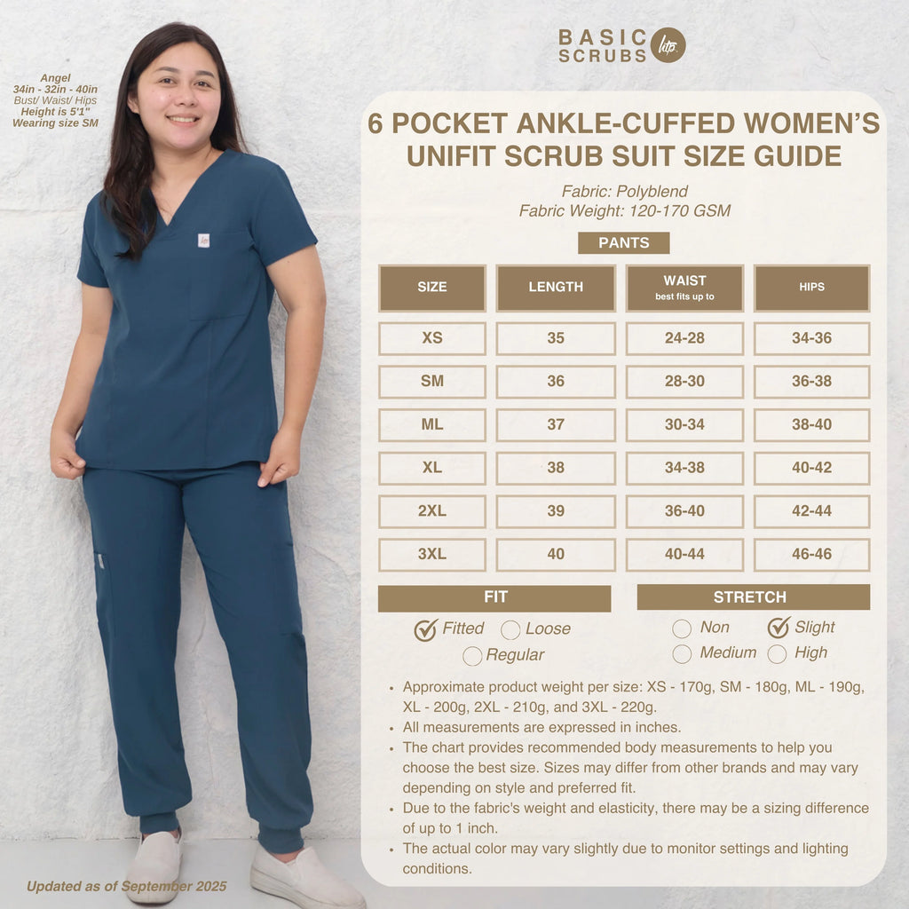 6 POCKET ANKLE-CUFFED WOMEN'S SCRUB SUIT (PAIR)