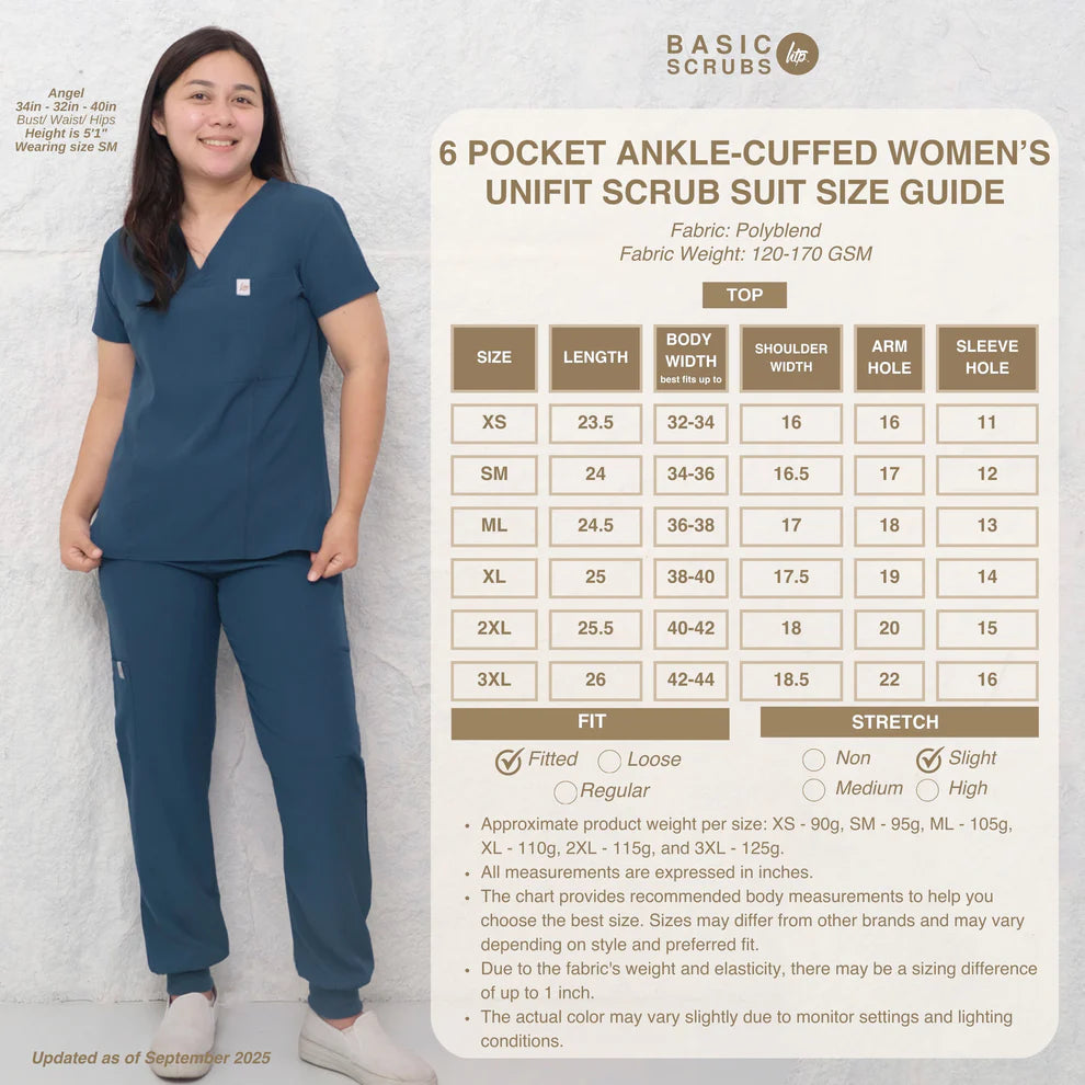 6 POCKET ANKLE-CUFFED WOMEN'S SCRUB SUIT (PAIR)