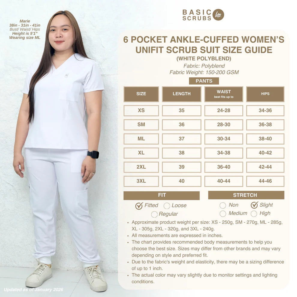 6 POCKET ANKLE-CUFFED WOMEN'S SCRUB SUIT (PAIR)