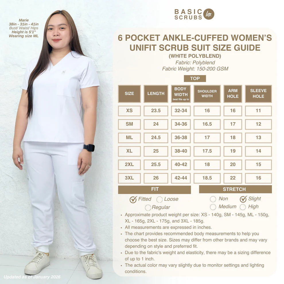 6 POCKET ANKLE-CUFFED WOMEN'S SCRUB SUIT (PAIR)